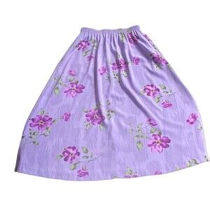 Bon Worth Skirt Women’s Small Lilac Floral Elastic Waist Pockets Pull On